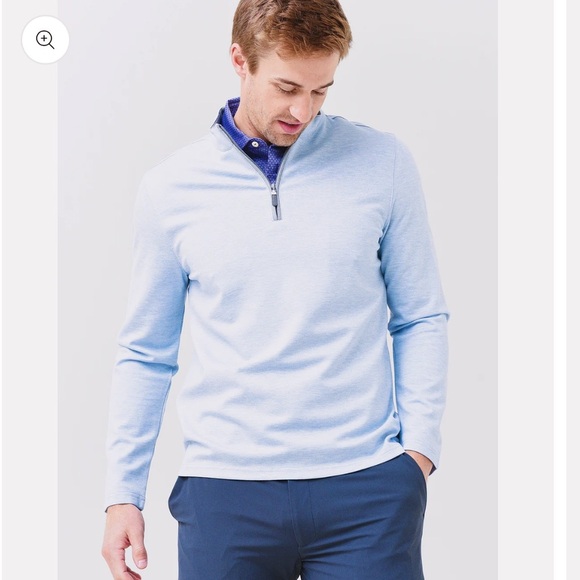 MIZZEN+MAIN Men's Proflex Quarter-Zip Heathered Light Blue Large - Picture 10 of 12